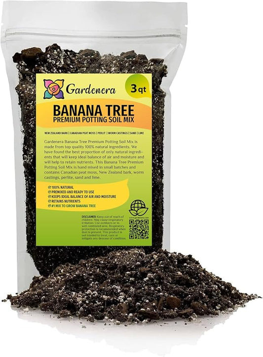 Banana Tree Potting Soil - Professional Grade Mix for Growing Delicious Bananas - Enhanced with Essential Nutrients for Bountiful Harvests (3 Quart)