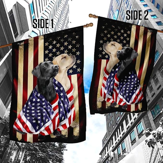 FLAGWIX Black and Yellow Labrador Retriever Flag - Outdoor Decorations, 29.5" x 39.5" House Flag for Porch, Patio, Wall Decor, Heavy-Duty Canvas Garden Home Decor Double Sided