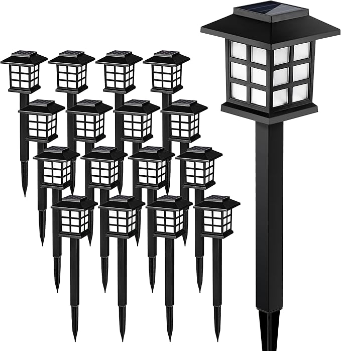 SOLPEX Solar Outdoor Lights,16 Pack Solar Path Lights, Solar Walkway Lights Outdoor, Solar Garden Lights, Solar Pathway Lights Outdoor Waterproof for Garden, Yard, Landscape and Driveway(Cold White)
