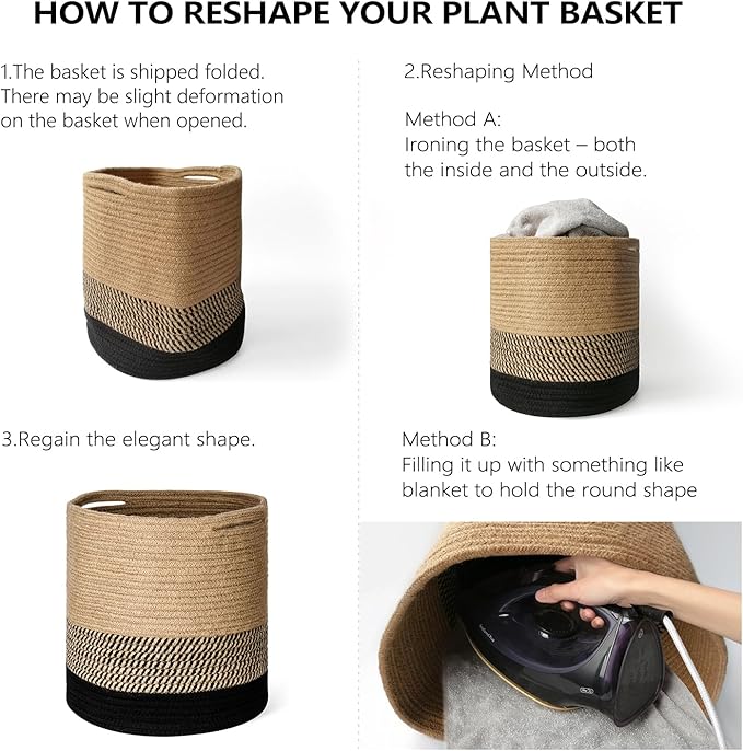 Dahey Jute Cotton Rope Plant Basket Mini Woven Storage Basket for Up to 7" Planter, Decorative Flower Pot Cover Closet Storage Bin Table Desk Organizer Modern Home Decor, Grey