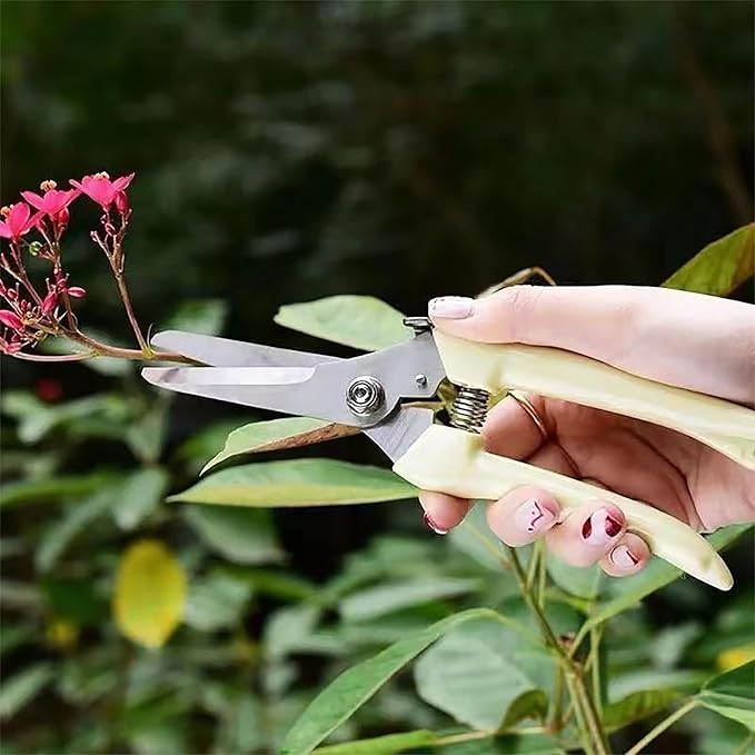 BUGUI Lightweight Garden Scissors - 7.5" Straight Blade Gardening Tool, Sharp Flower Shears for Cutting Flowers, Trimming Plants, Bonsai, Fruits Picking