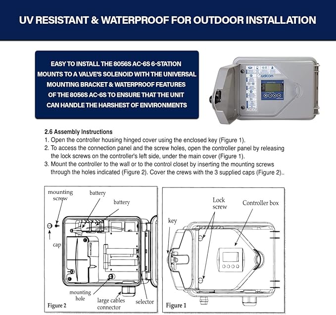 Galcon 8056S AC-6S 6-Station Indoor Irrigation or Outdoor Controller-Seconds Operation