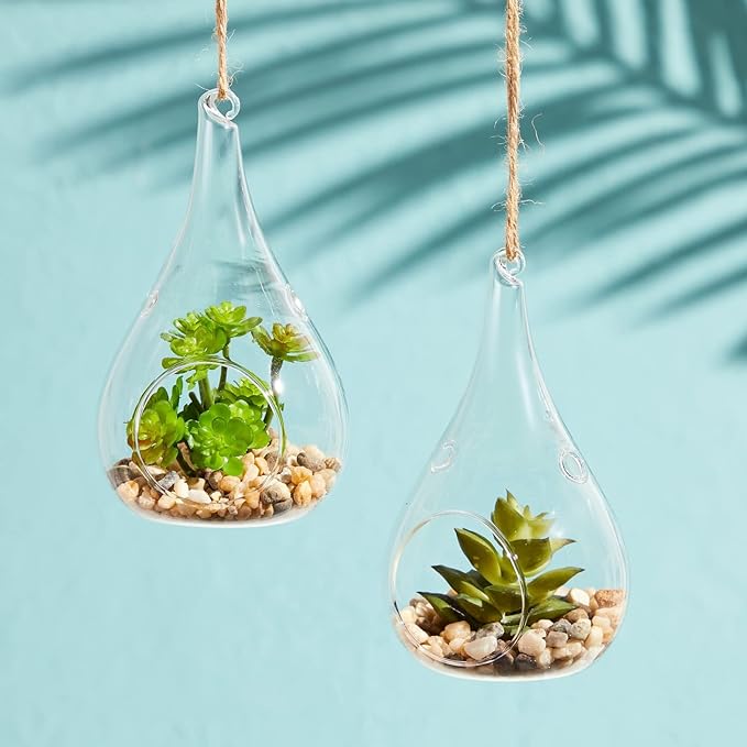 Juvale 5-Pack Hanging Glass Terrarium Containers - Air Plant Holder, Succulent Planter, Tea Light Candle Hangers (3.5x5 in)