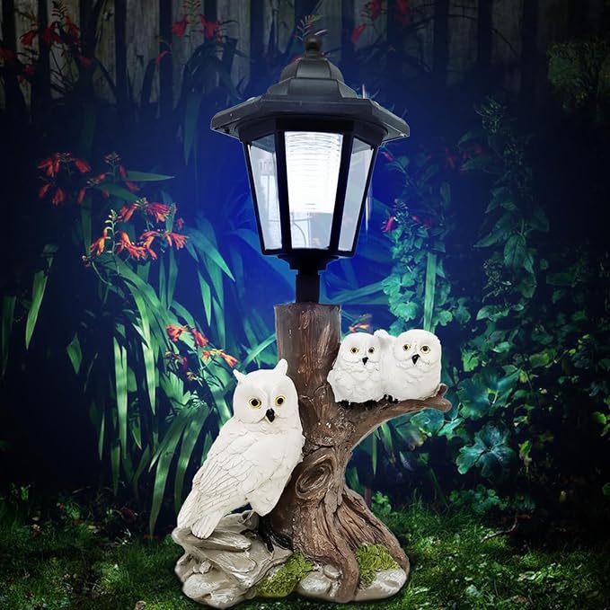 Owl Solar Lights Outdoor Garden,Solar Owls for Outdoors,Solar Powered Owl Garden Statues Decor,Unique Gifts Lights for Patio,Yard,Balcony