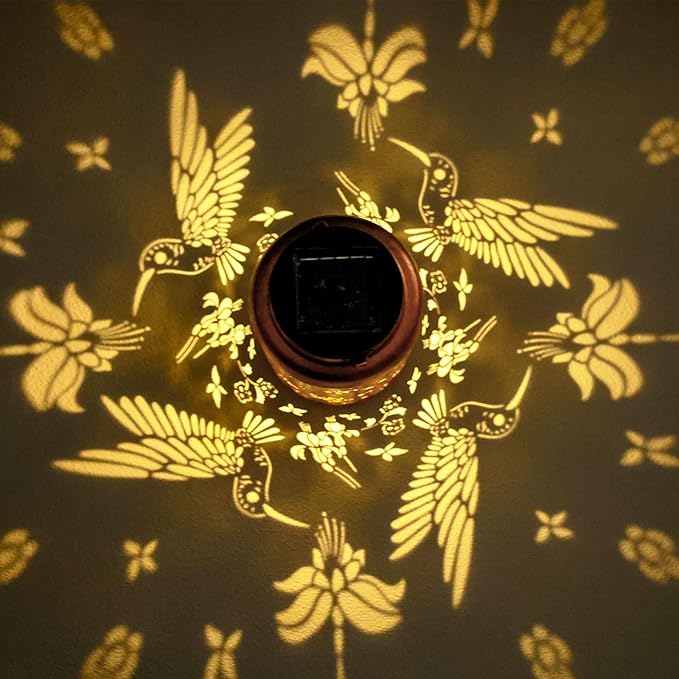 Solar Lanterns Outdoor Waterproof Hummingbird Hanging Solar Lights,Hollowed Metal Lantern Light Decorative for Garden,Patio,Yard,Lawn,Front,Porch Decor Christmas Gifts for Women mom Grandma 2pack