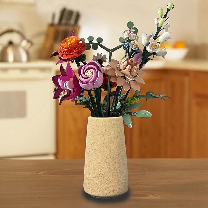 Simple Vase for Flowers Plants, Matte Vases for Modern Table Shelf Home Decor Wedding Boho Decor, 6" H Frosted Elegant Ceramic Vase for Pampas Grass Fluffy Stem Bouquet Lavender Flowers (Brown, 1)