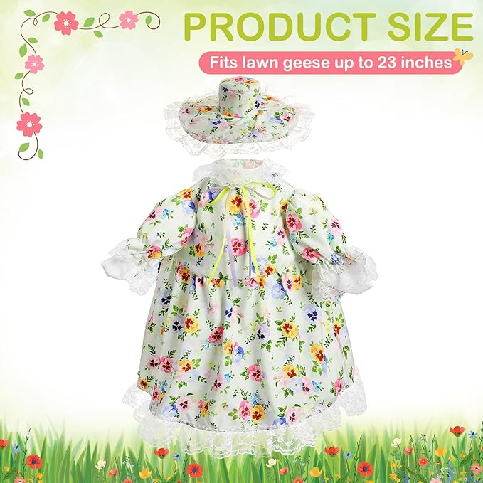 Spring Floral Goose Outfit Lawn Porch Goose Clothes 23" Lolita Spring Outdoor Patio Yard Lawn Art Decoration