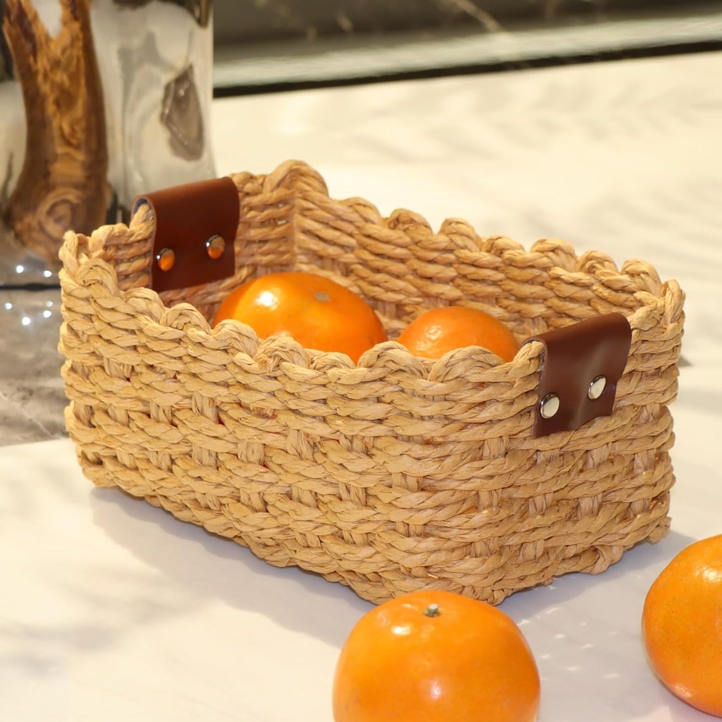 Small Paper rope baskets for Organizing,Cute woven storage Little basket for Home，Shelves, Bathroom,Decorative basket,Set of 3 (Desert color)