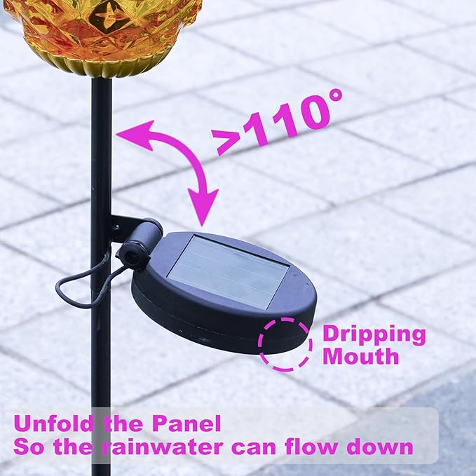 Solar Outdoor Lights Waterproof Garden Solar Pineapple Stakes Lights Lantern Decor Gift Tropical, 2 Packs