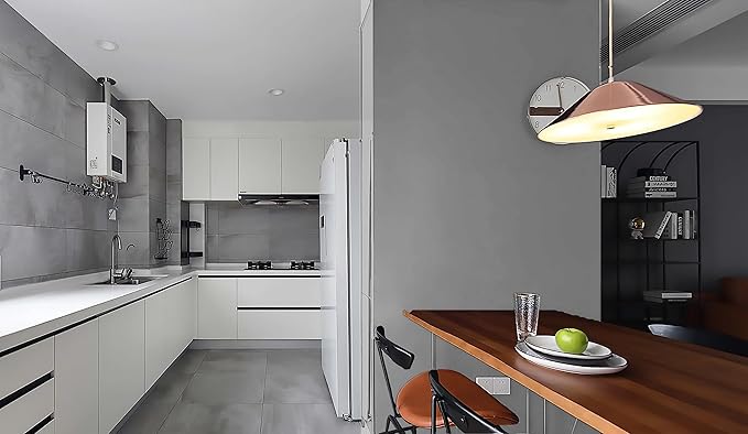 Dimoon 78.7''x17.7'' Grey Peel and Stick Wallpaper Contact Paper Modern Self Adhesive Wall Paper Removable Renter Friendly Textured Solid Color Shelf Cabinet Vinyl Roll (78.7''x17.7'',Grey)