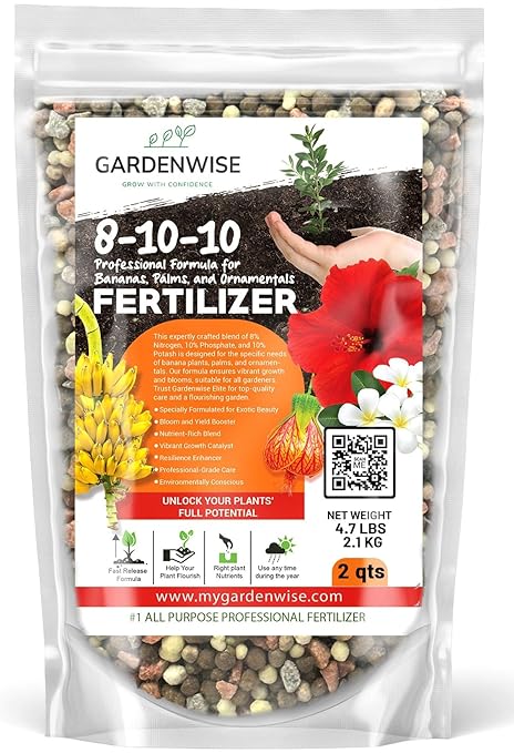 Elite 8-10-10 Professional Fertilizer for Banana, Flowering, and Fruit Trees, Ornamentals - Boosts Flowering & Fruiting - for Indoor & Outdoor Plants (2 QUARTS)