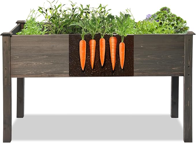 LZRS Raised Garden Bed Outdoor Planter Box with Legs for Herbs, Vegetables, Flowers, Great for Outdoor Patio, Yard and Deck, 220lb Capacity, Grey