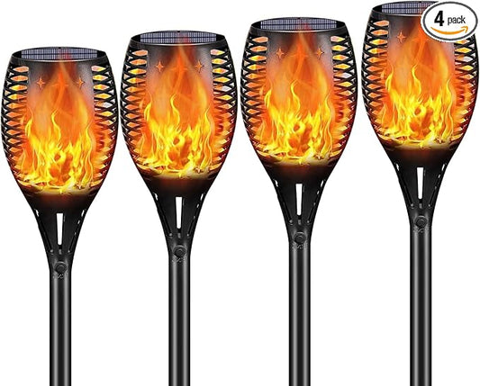 YoungPower Solar Outdoor Torch Lights Flicking Flame,Outdoor 43" Large Landscape Lighting Outdoor Path Lights Waterproof Flame for Garden Yard Patio, 4 Pack