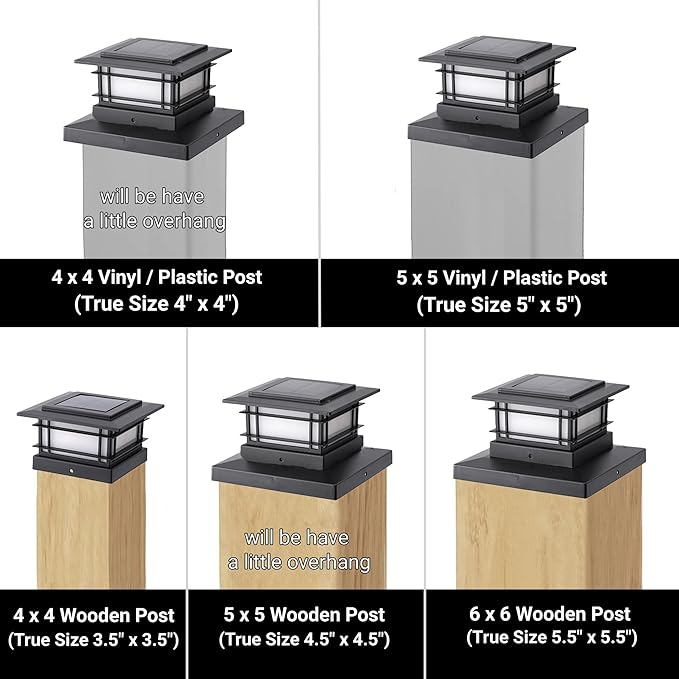 Dynaming 4 Pack Solar Flame Post Lights Outdoor, Solar Powered Fence Post Cap Lights, High Brightness Flickering Flame SMD LED Lighting Decor for Garden Deck Patio, 4x4, 5x5 or 6x6 Vinyl/Wooden Posts