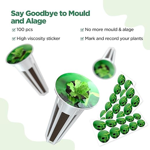 LETPOT 200 Pcs Seed Pod Kits, Replacement Root Growth Sponges Seed Pods, Seed Starter Sponges Kit for Hydroponic Indoor Garden System with 100 Sponges, 100 Stickers