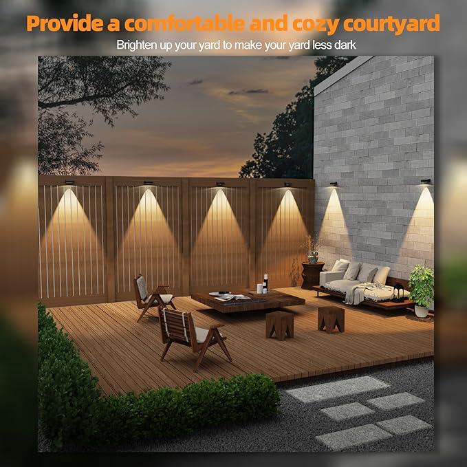 Solar Fence Lights,Fence Lights Solar Powered Waterproof IP65 Multicolor Led 12 Fixed Colors ＆RGB Color Changing for Pool, Deck, Patio, Porch, Stairs, Holiday(4)