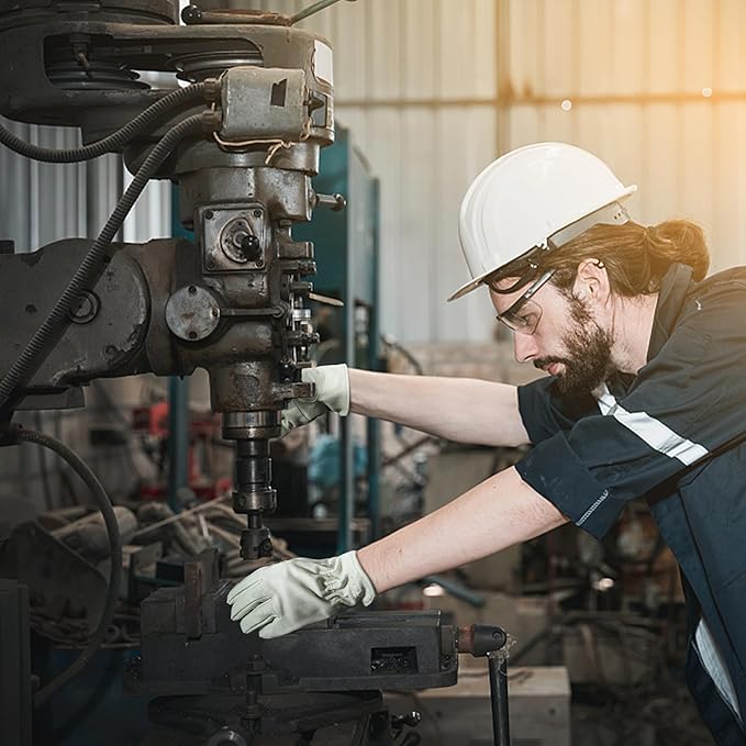 HLDD HANDLANDY Leather Work Gloves for Men & Women, Adjustable Wrist Cowhide Gardening Glove with Reinforced Palm for Driver