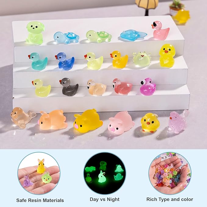 Tiny Resin Animals Figures to Hide 120 Pcs Mini Resin Animals Bulk for Miniature Fairy Garden Accessories Micro Landscape Aquarium Potted Decoration