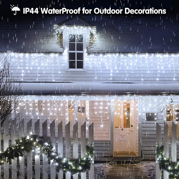 Led Christmas Lights Outdoor Christmas Decorations Hanging Light 400LED 8 Modes 75 Drops, Waterproof Outdoor Indoor Fairy Christmas Lights for Party, Holiday, Wedding Decorations (CoolWhite)