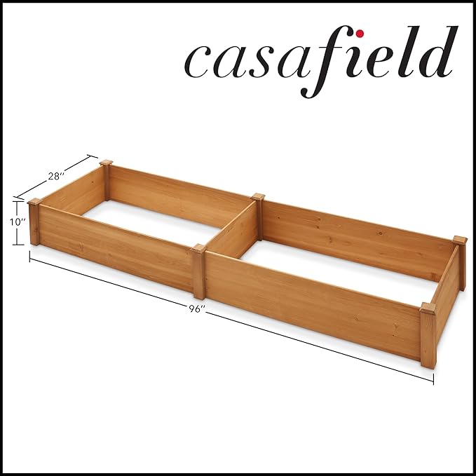 Casafield Outdoor Raised Garden Bed - Wooden Planter Box for Vegetables, Grass, Lawn, and Yard - 96 x 28 x 10, Natural