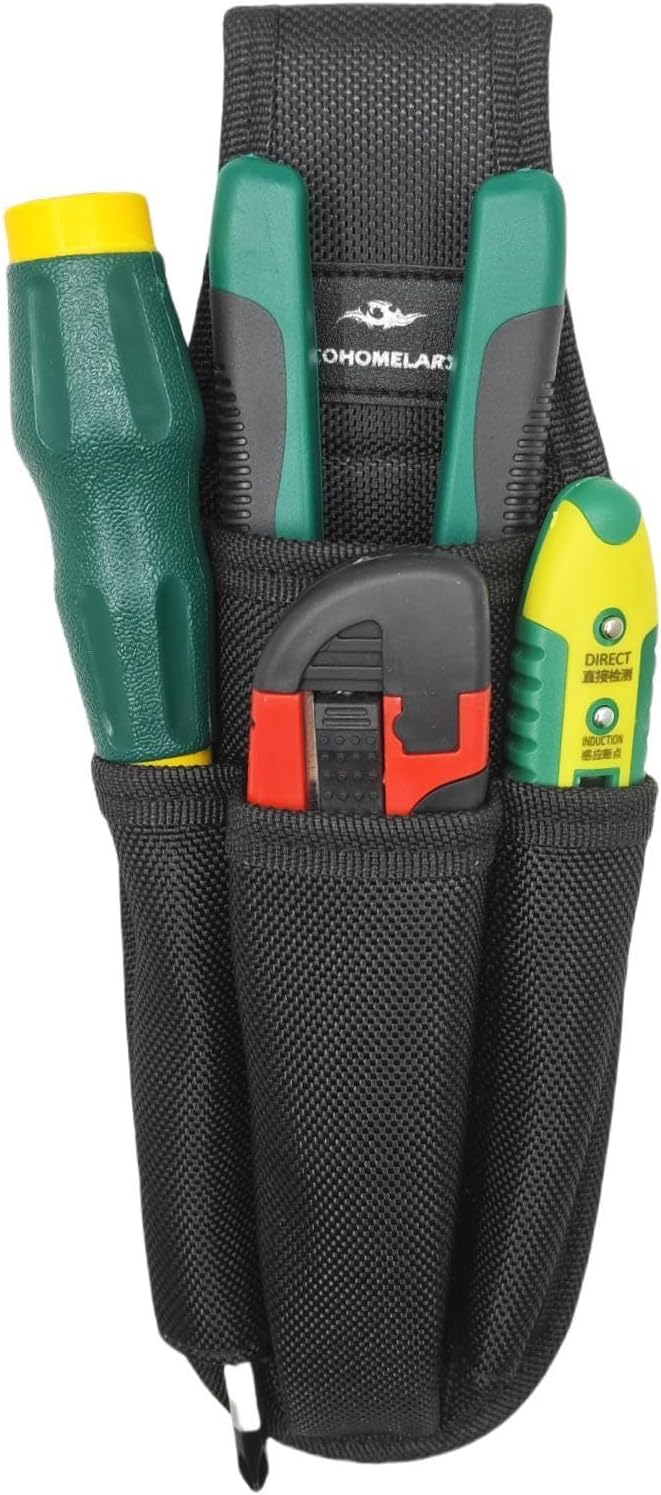 Small Tool Pouches with Belt Clip,Electrician Tool Bag,Tool Pouch for Belt,Tool Organizer Holster with 4 Pockets