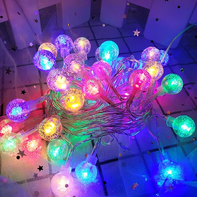 Coloured Globe String Lights Battery Operated,1 Pack 26.2FT 60 LED 16 Colour Changing Water Proof Crystal Ball Outdoor String Lights with Remote Control for Home, Patio,Party,Garden ,Christmas,Easter