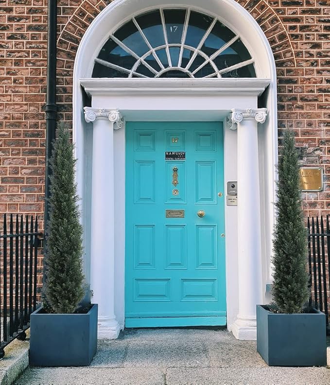 momoplant Artificial Topiary Cedar Tree Outdoor Uv Resistant, 5.5 Ft Faux Cypress Toparies Trees 67 Inch Fake Plant【2 Pack】 with Black Pot