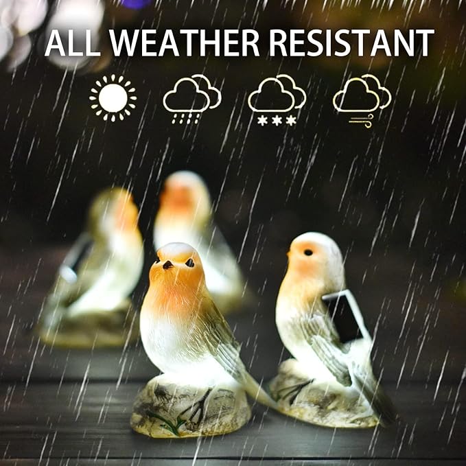 Solar Garden Outdoor Statues Bird Lights, Cute Birds Garden Decor for Outside, Christmas Birthday Gifts for Women, Unique Mother Grandma Housewarming Gifts and Yard Decoration