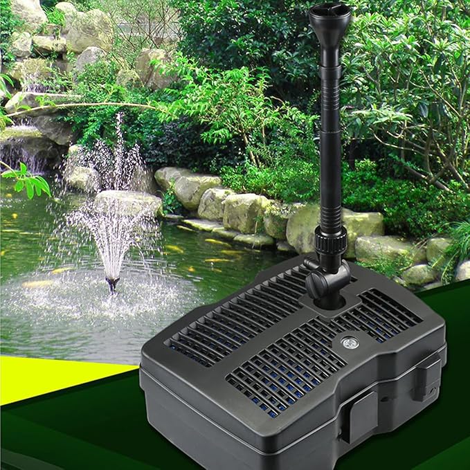 660GPH Submersible Pump Pond Fountain with Inside Filter and RGB Colorful LED Light, Multiple Water Fountain Spray Nozzles Kit for Garden PondIndoor and Outdoor Landscape (Fountain+U-V bulb)