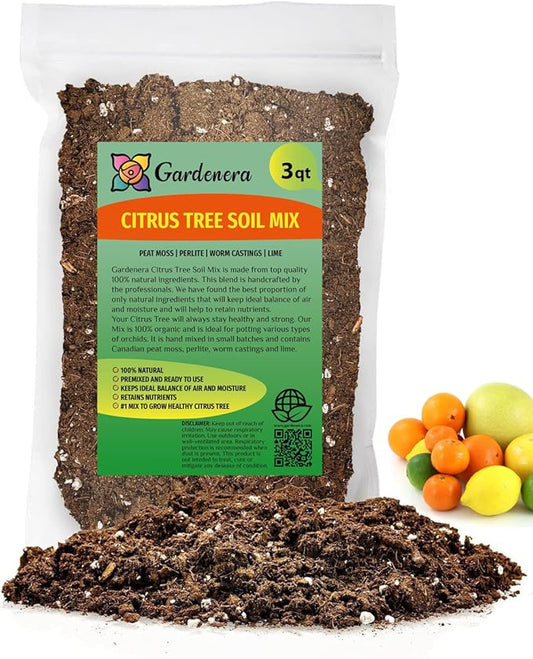 Citrus Tree Potting Soil Mix, Special Blend for Indoor Oranges, Lemons, Limes and More - (3 Quart Bag)