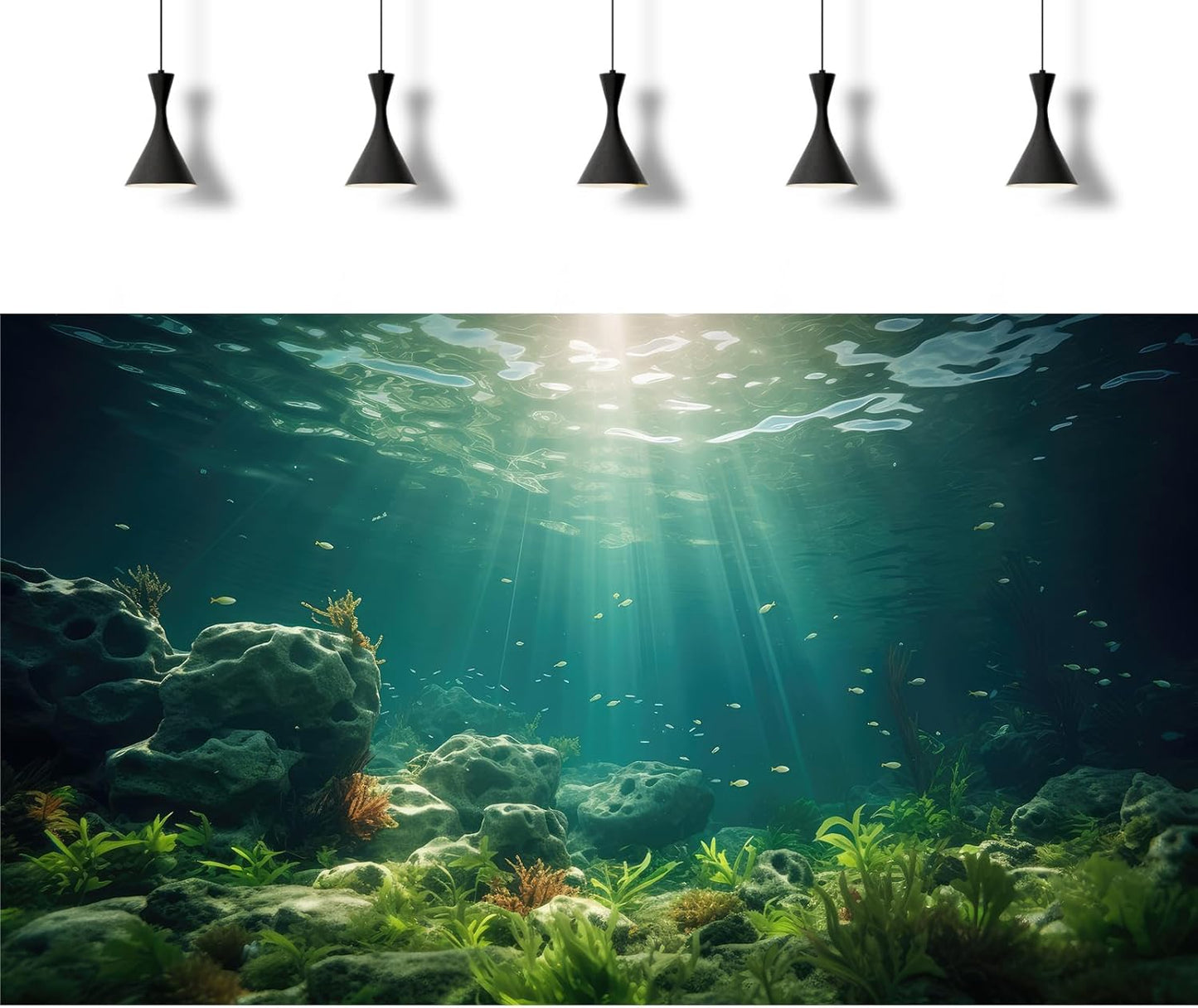 Under The Sea Aquarium Background Deep Sea Aquatic Plants Fish Tank Background Underwater Rock Sunray Terrarium Backgrounds Tropical Fish Deep Ocean Floor Fish Tank Backgrounds 60x24in