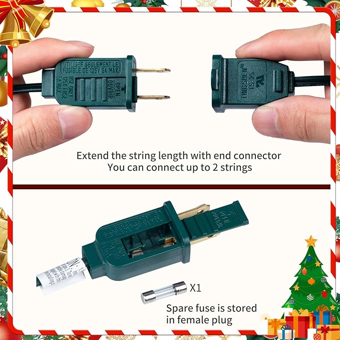Minetom Outdoor Christmas Lights, 100 FT Vintage Multicolor C9 Christmas String Lights for Christmas Holiday Indoor Room Roofline Backyard Garden Patio Home Decor, E17 Base, Green Wire