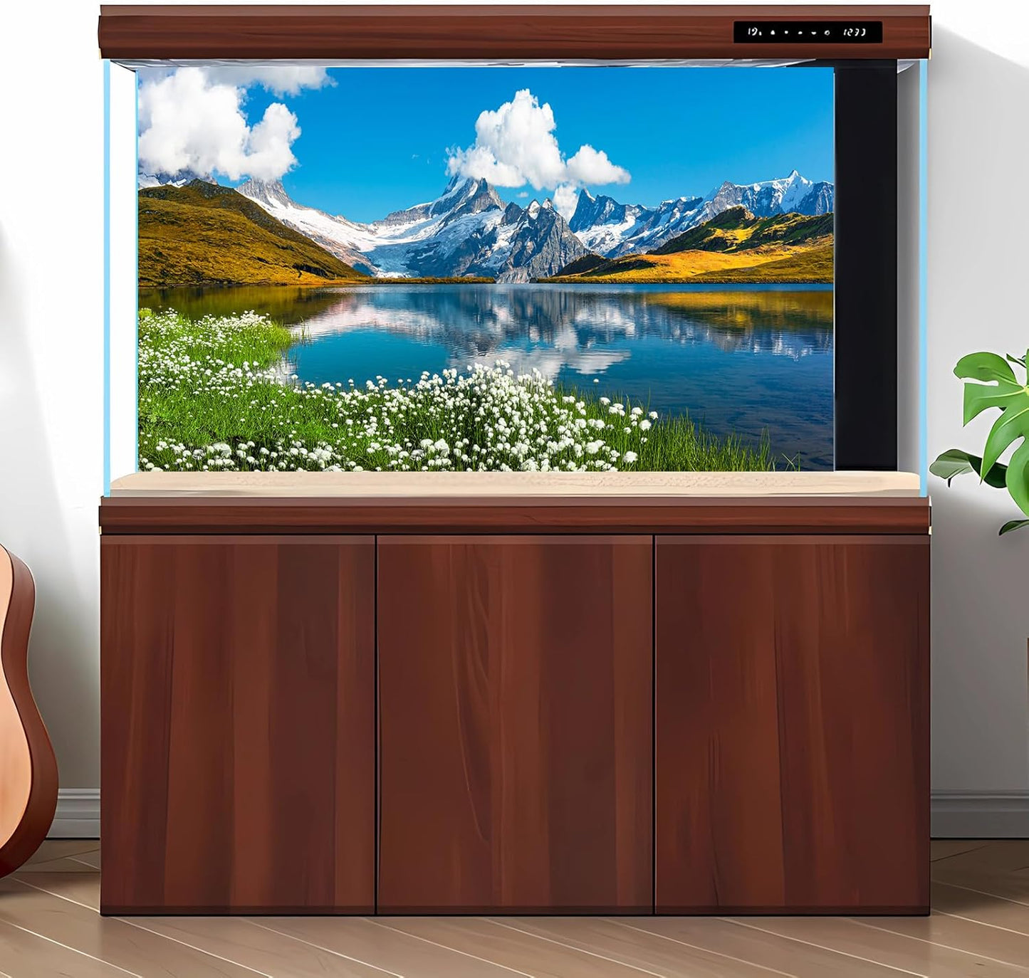 Mountains Lake Aquarium Background Bernese range View Fish Tank Background Switzerland Alps Grindelwald Valley Lake Terrarium Background Fantastic Natural Landscape Aquarium Fish Tank Decors 30x12in