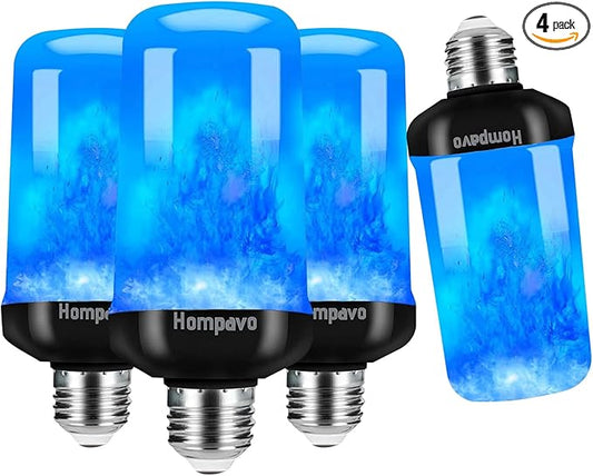 Hompavo 【Upgraded】 LED Flame Light Bulbs, Purple Flickering Light Bulbs with Upside Down Effect, E26/E27 Flame Bulb for Halloween Christmas Party Indoor and Outdoor Home Decoration (4 Pack)