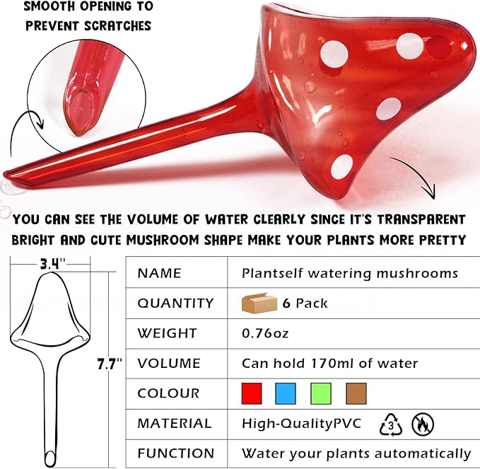 Plant Self Watering Globes Bulbs Planter Insert Automatic Plastic Watering Devices Plant Waterer Spikes for Indoor Outdoor,Self Irrigation System Lasts for One Week