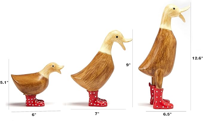 GUTE Duck Yard Decorations Yard Art Garden Puddle Ducks with Spotted Wellies Boots, Set of 3 - Garden Decor Statues, Duck Figurine Statue - Waterproof Indoor & Outdoor Lawn Gnome Ornament