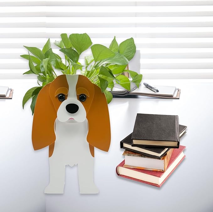 Brown King Cavalier Dog Planter Plant Pots,Cute Garden Dog Flower Planter,Large Dog Planters Birthday Gifts for Women,Office,Indoor/Outdoor Decor（9.84 * 6.77 * 16in）