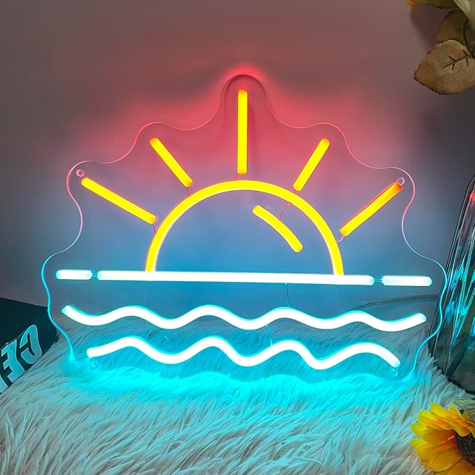 Sunset Sunrise Neon Sign, Neon Signs for Wall Decor Dimmable LED Neon Light Sign for Beach Bedroom Living Room Wedding Bar Party Home Room Decor