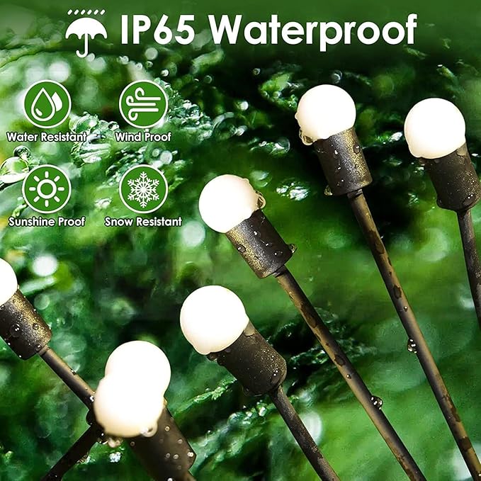 2025 Solar Lights Outdoor Waterproof , 8 Pack Solar Garden Lights, Solar Firefly Lights Outdoor Waterproof, Solar Twinkle Swaying Fairy Light for Yard Patio Pathway Garden Decoration (Warm White)