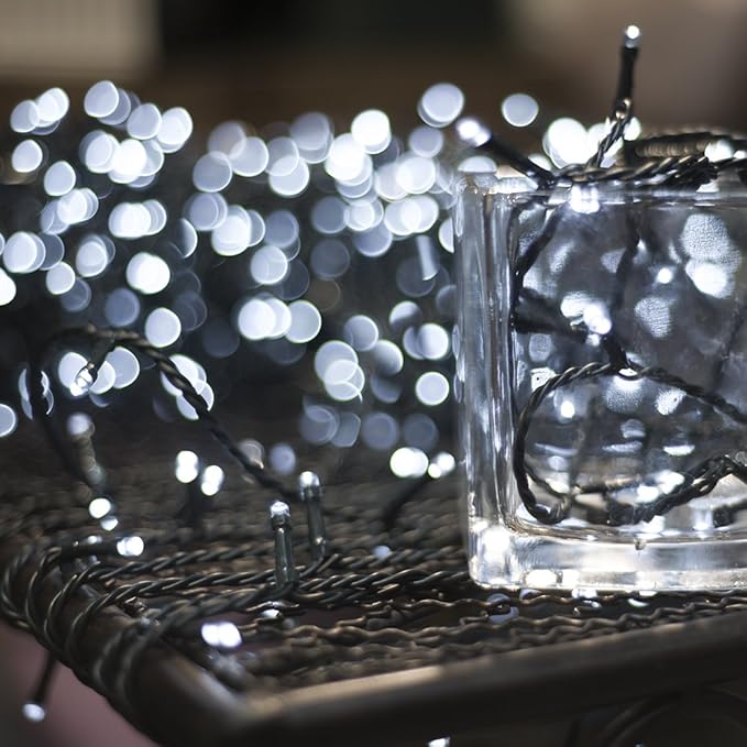 Christmas Light 1000 LEDs 336ft Green Cable Wire Fairy String Tree Twinkle Lights Plug in 12 Modes for Christmas Party, Outdoor, Garden, Wedding, Home Decoration (White)