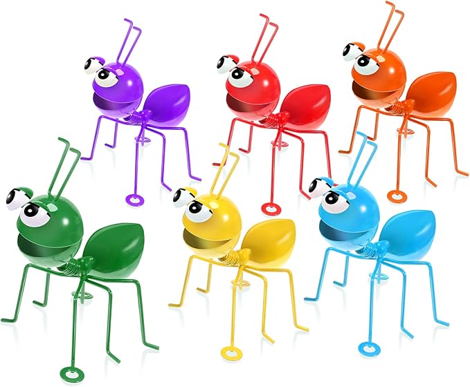 Sratte Metal Garden Decor Owl Ant Yard Art Wall Decor Outdoor Indoor Colorful Hanging 3D Fence Tree Decoration Cute Wall Sculpture for Home Garden Patio Porch Bedroom Kitchen(Ant, 6 Pcs)