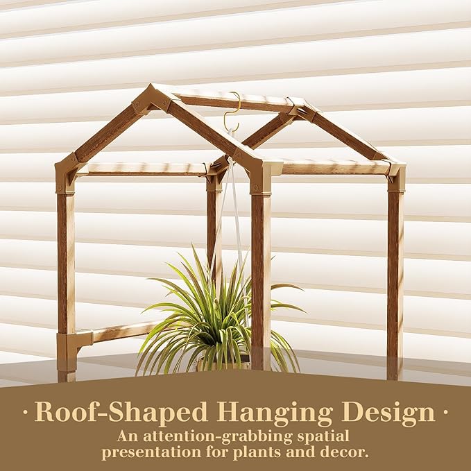 Bamworld Corner Plant Stand Indoor Tall Plant Shelf Outdoor Wood Plant Table for Multiple Plants Hanging Plant Rack for Window Garden Balcony Living Room