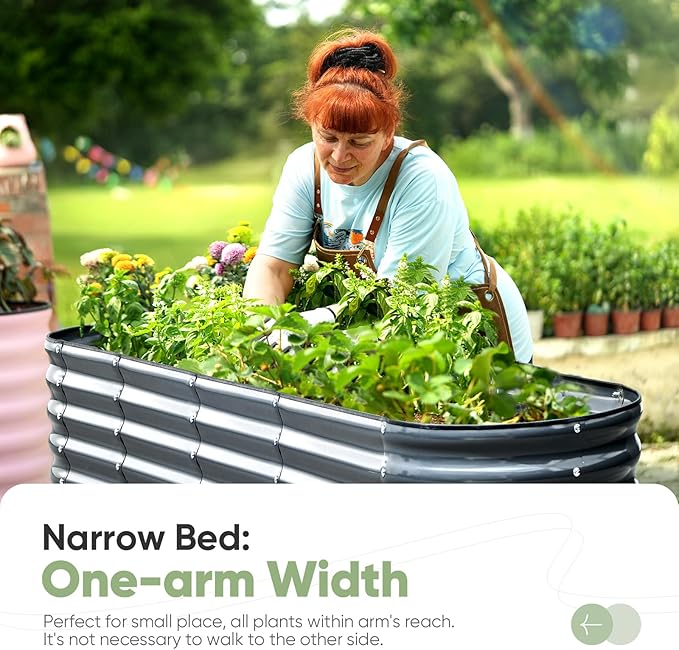 KING BIRD Raised Garden Bed 2.85 ft Tall 9 in 1 Galvanized Planter Garden Box Outdoor for Gardening, Deep Root Vegetables, Flowers 78.7X23.6X34.2 in, Dark Grey