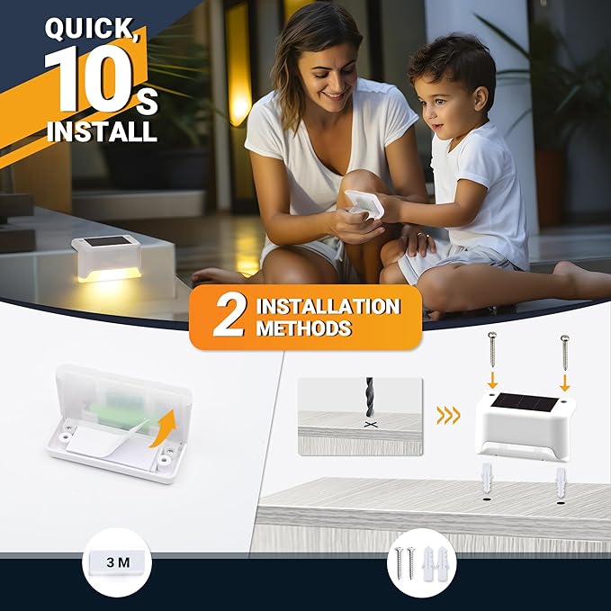 SOLPEX Solar Step Lights Outdoor 20 Pack, Waterproof LED Solar Lights for Deck, Stairs, Fence, Yard, Patio, Balcony (Warm White)