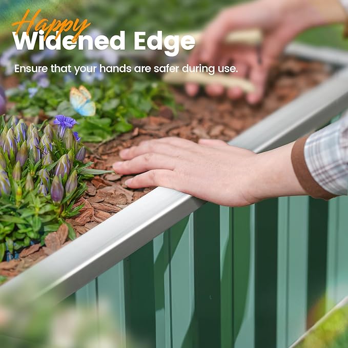 KING BIRD Raised Garden Bed 68" x 36" x 18" Heightened Galvanized Steel Metal Planter Box Outdoor for Deep-Rooted Vegetables, Flowers, Large Raised Bed Kit (Green)