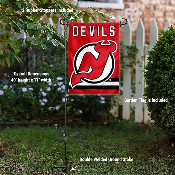 WinCraft New Jersey Devils Garden Flag with Pole Stand Holder