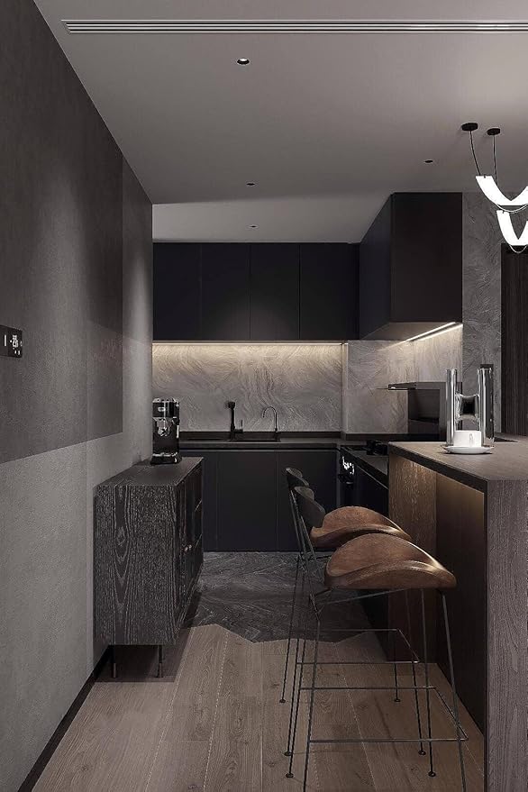 Dimoon 78.7''x15.7'' Black Skin Peel and Stick Wallpaper Contact Paper Modern Self Adhesive Wall Paper Removable Renter Friendly Textured Solid Color Cabinet Vinyl Roll (78.7''x15.7'',Black Skin)