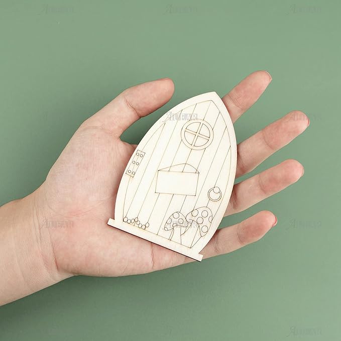 AUEAR, 24 Pack Fairy Door Miniature Wooden Garden Doors Windows Unfinished Window Accessories Mini House DIY Craft for Wall Home Party Decoration (6 Styles)