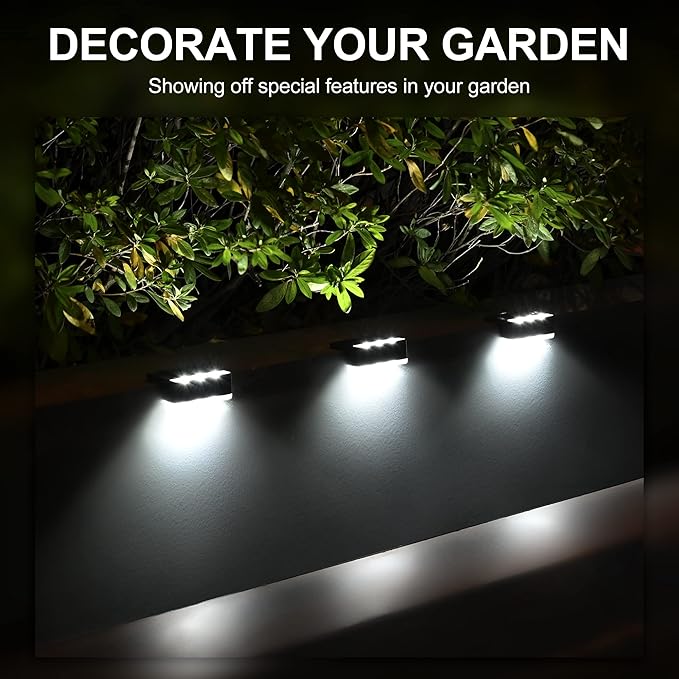 SOLPEX Solar Fence Lights, 6 LEDs Solar Lights Outdoor Waterproof Solar Powered for Deck, Stair, Front Porch, Balcony, Walkway, Garden, Yard, Patio, Pool Decor, IP65 Waterproof (16 Pack, Cold White)