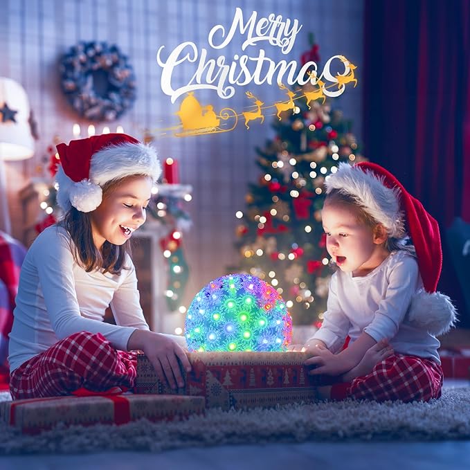 Brightown Christmas Hanging Starlight Sphere Light, 6” 100 RGB Replaceable LED Bulbs with Add-On Plug, LED Sphere Lights for Trees Party Wedding Patio Indoor Outdoor Decorations